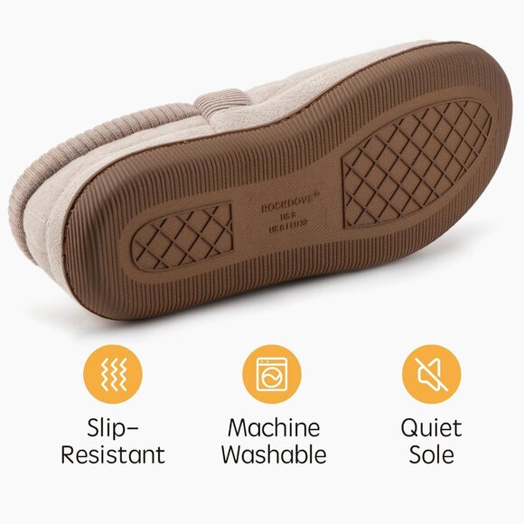 Women's Closed Back Knit Cuff Warm Lining Tan Memory Foam Sole Slippers Boot - Picture 5 of 6